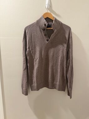Banana Republic Men's Taupe Button-Placket Turtleneck Sweater